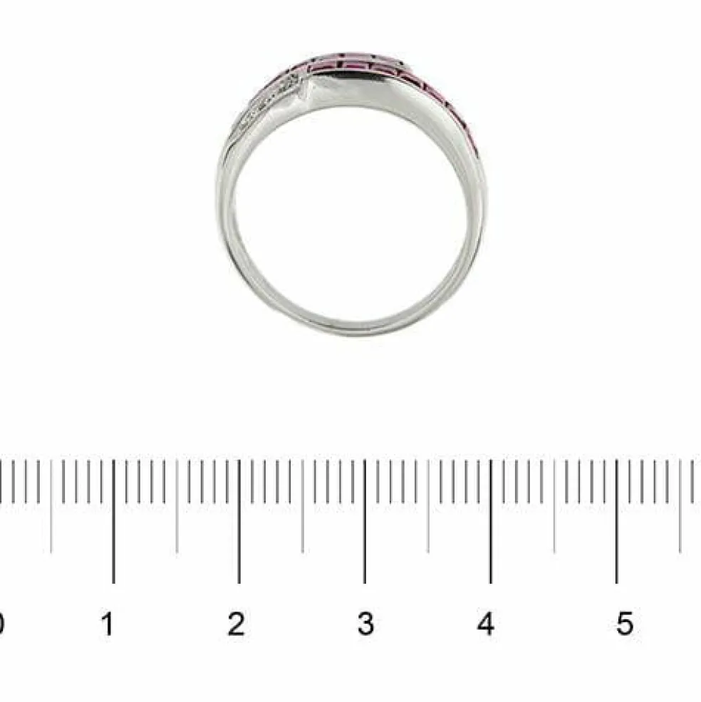 Bague double rivière avec rubis et diamants