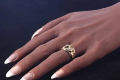 Bague double serpent diamants