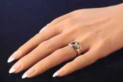 Bague double serpent diamants