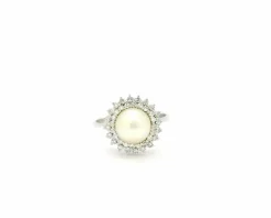 Bague double tour en perles et diamants