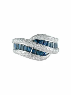 Bague Double vague Saphirs Diamants