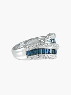 Bague Double vague Saphirs Diamants
