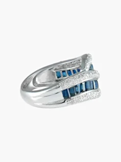 Bague Double vague Saphirs Diamants