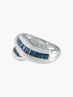Bague Double vague Saphirs Diamants