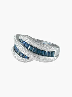 Bague Double vague Saphirs Diamants