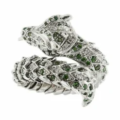 Bague dragon avec émeraudes et diamants
