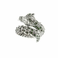Bague dragon avec émeraudes et diamants