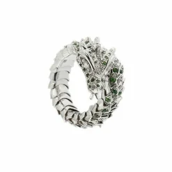 Bague dragon avec émeraudes et diamants