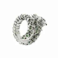 Bague dragon avec émeraudes et diamants
