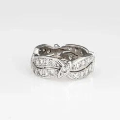 Bague d'éternité en diamant vintage, bande de platine