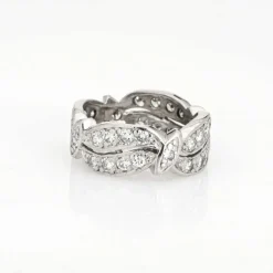 Bague d'éternité en diamant vintage, bande de platine