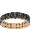 Bague d'éternité en or jaune avec diamants noirs