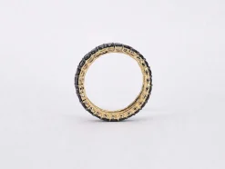 Bague d'éternité en or jaune avec diamants noirs