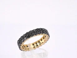 Bague d'éternité en or jaune avec diamants noirs