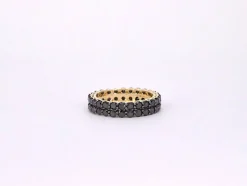 Bague d'éternité en or jaune avec diamants noirs