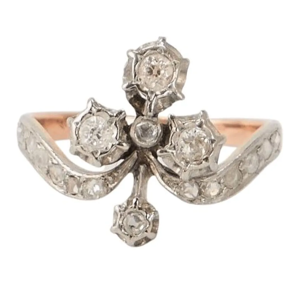 Bague Duchesse Ancienne Or Gris Platine Diamants