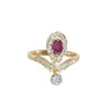 Bague Duchesse Diamants et Rubis sur Or Jaune