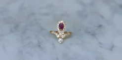 Bague Duchesse Diamants et Rubis sur Or Jaune