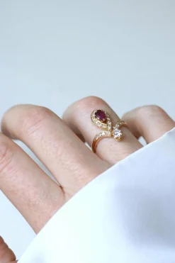 Bague Duchesse Diamants et Rubis sur Or Jaune