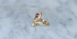 Bague Duchesse Diamants et Rubis sur Or Jaune