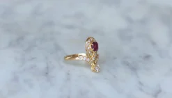 Bague Duchesse Diamants et Rubis sur Or Jaune