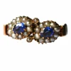 Bague Duo ancienne perles et pierres bleues