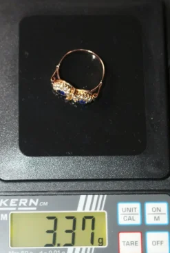 Bague Duo ancienne perles et pierres bleues