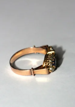 Bague Duo ancienne perles et pierres bleues