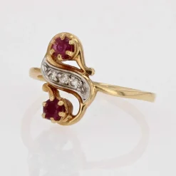 Bague duo rubis diamants