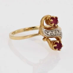 Bague duo rubis diamants