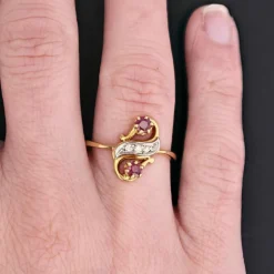 Bague duo rubis diamants