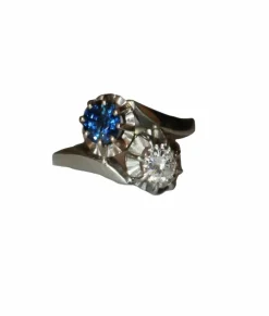 Bague Duo Toi Et Moi Or Gris Saphir Diamant