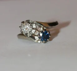 Bague Duo Toi Et Moi Or Gris Saphir Diamant
