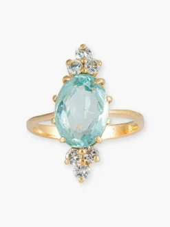 Bague Elisa en or jaune 18kt et aigue-marine et diamants