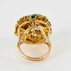 Bague email & diamants brillants or jaune