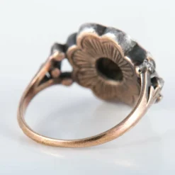 Bague Email bleu et Diamants