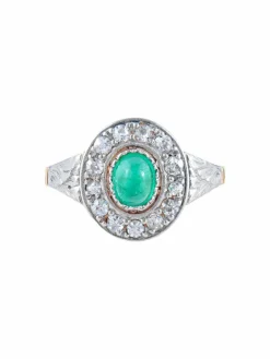 Bague Emeraude cabochon Diamants