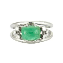 Bague Emeraude cabochon Diamants