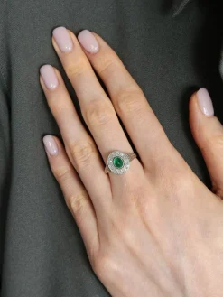Bague Emeraude cabochon Diamants