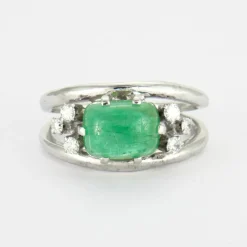 Bague Emeraude cabochon Diamants