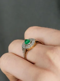 Bague Emeraude cabochon Diamants
