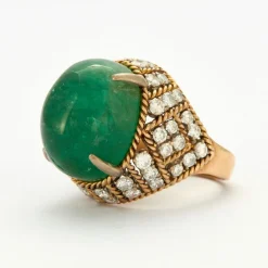 Bague Emeraude cabochon diamants