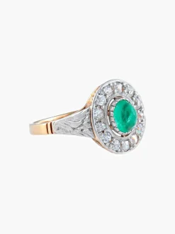 Bague Emeraude cabochon Diamants