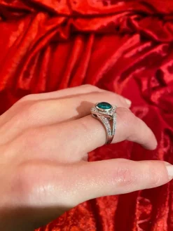 Bague Emeraude cabochon Diamants