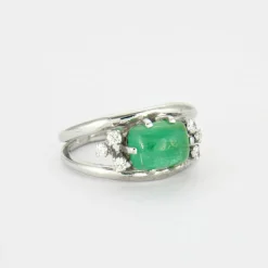Bague Emeraude cabochon Diamants