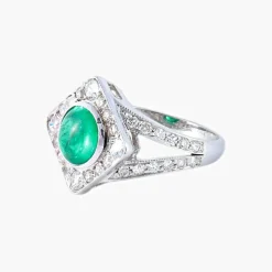 Bague Emeraude cabochon Diamants