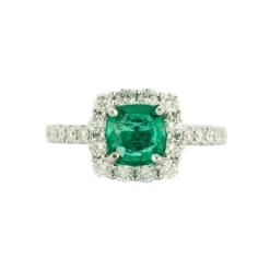 Bague Emeraude coussin Diamants