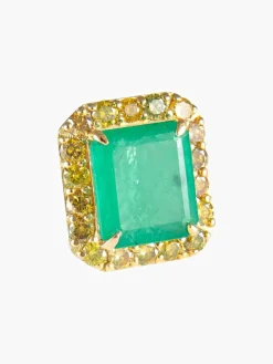 Bague Emeraude Diamants jaunes