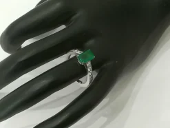 Bague Emeraude, Diamants, Or Blanc