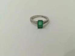 Bague Emeraude, Diamants, Or Blanc